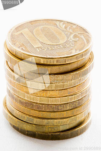 Image of Russian ruble coins closeup