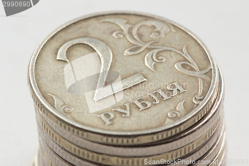 Image of Russian ruble coins closeup