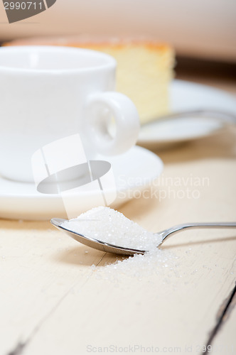 Image of italian espresso coffee and cheese cake