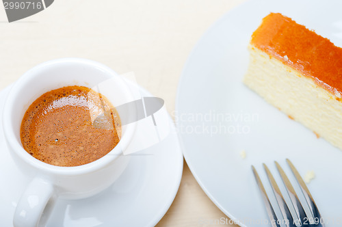 Image of italian espresso coffee and cheese cake