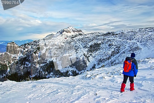 Image of Tourist on mountain