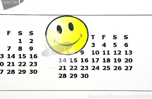 Image of Happy face on a calendar