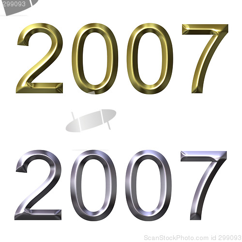 Image of Year of 2007 in 3D Silver and Gold