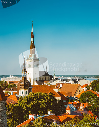 Image of Scenic View Landscape Old City Town Tallinn In Estonia