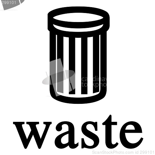 Image of Waste bin sign in black and white