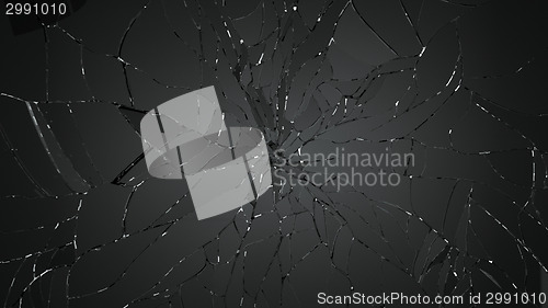 Image of Shattered or destructed glass on black