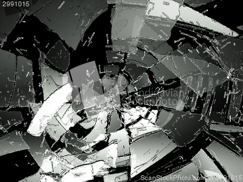 Image of Pieces of Destructed glass on black