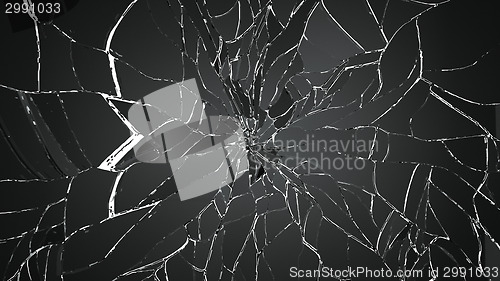 Image of Glass breaking pieces isolated on white