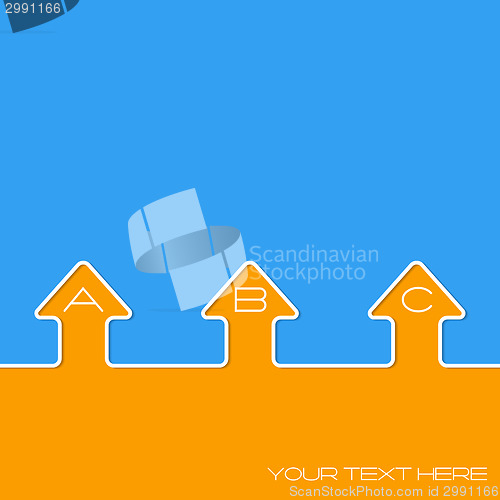 Image of Simple infographic design with arrows and grades on blue orange 