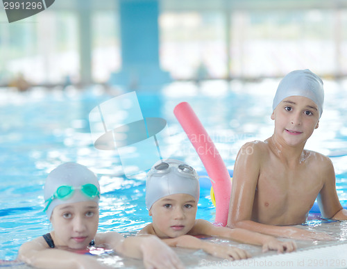 Image of children group  at swimming pool