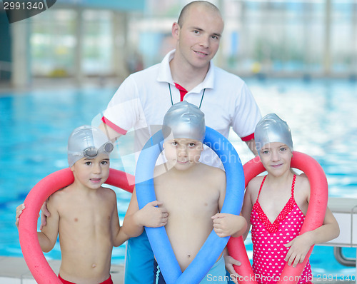 Image of children group  at swimming pool