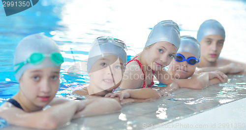 Image of children group  at swimming pool