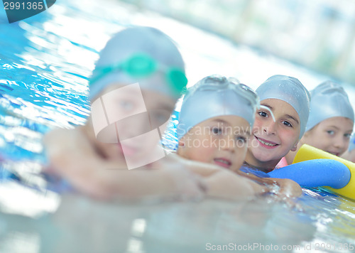 Image of children group  at swimming pool