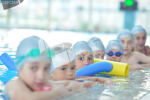 Image of children group  at swimming pool