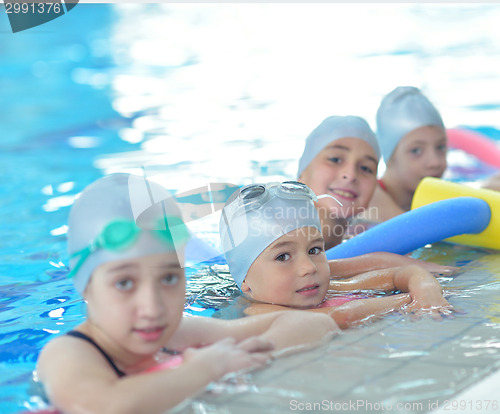 Image of children group  at swimming pool