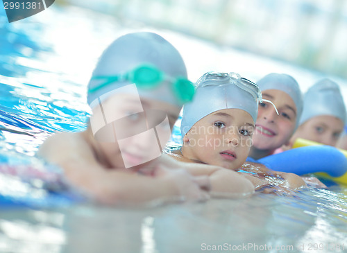 Image of children group  at swimming pool