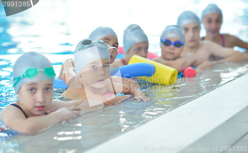 Image of children group  at swimming pool