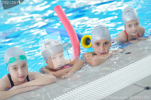 Image of children group  at swimming pool