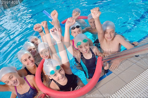 Image of children group  at swimming pool