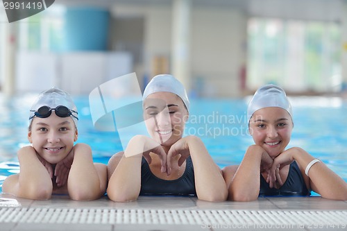 Image of children group  at swimming pool
