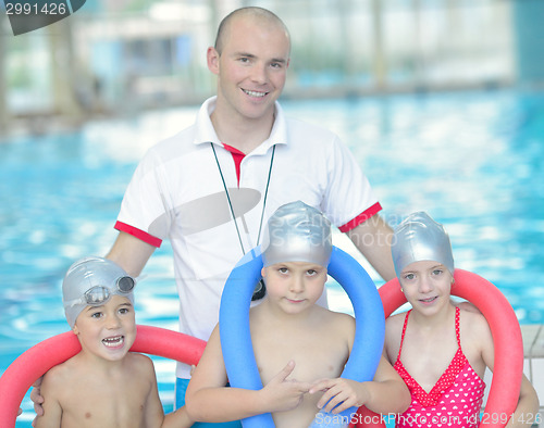Image of children group  at swimming pool