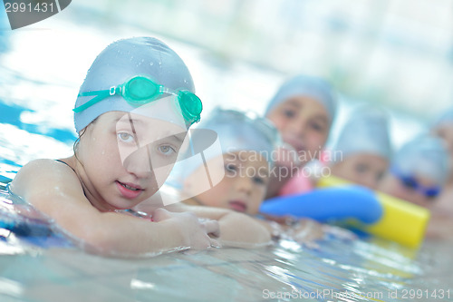 Image of children group  at swimming pool