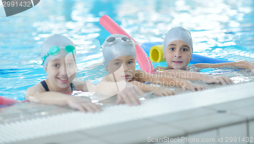 Image of children group  at swimming pool