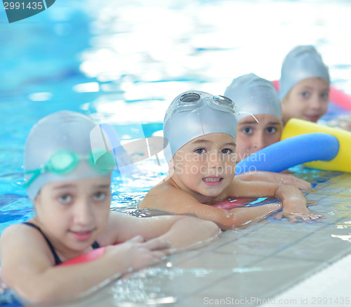 Image of children group  at swimming pool