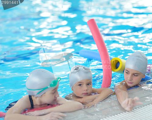 Image of children group  at swimming pool
