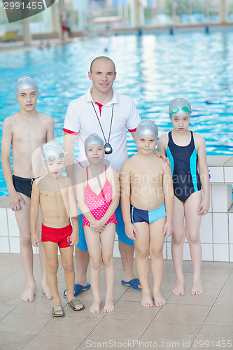 Image of children group  at swimming pool