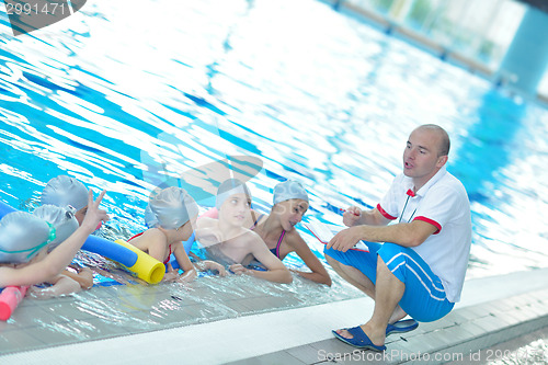 Image of children group  at swimming pool