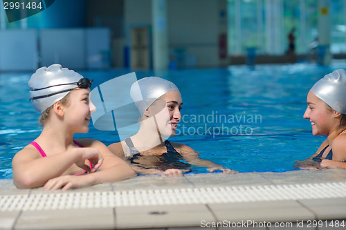 Image of children group  at swimming pool