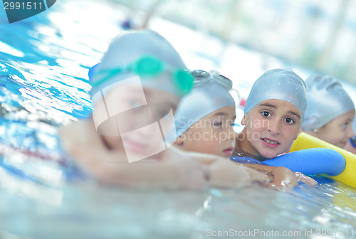 Image of children group  at swimming pool