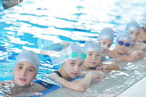 Image of children group  at swimming pool