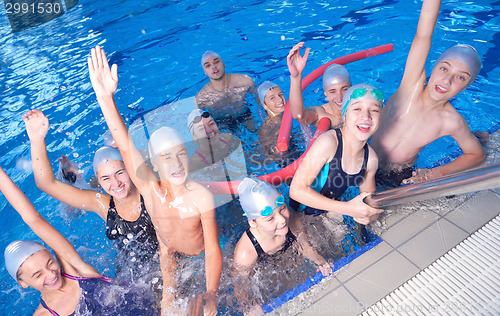 Image of children group  at swimming pool