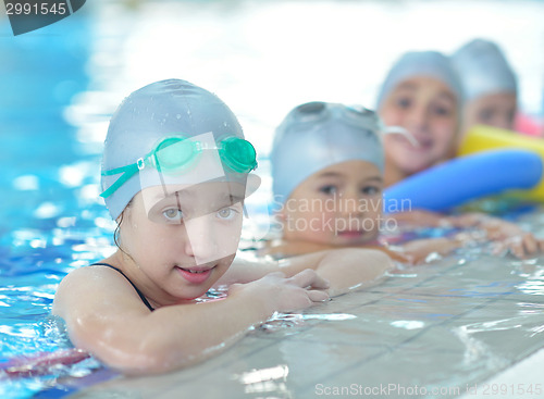Image of children group  at swimming pool