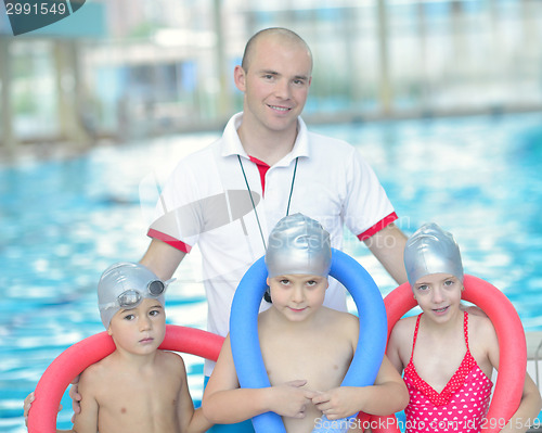 Image of children group  at swimming pool