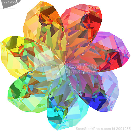 Image of Flower shape composed of colorful gemstones isolated on white background