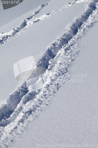 Image of Background of off-piste ski slope with new-fallen snow