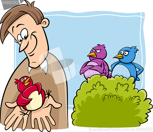 Image of bird in the hand cartoon