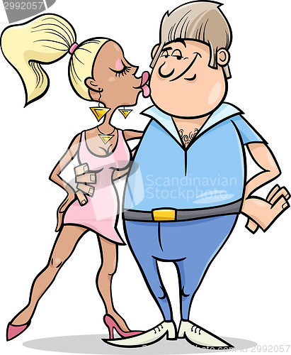 Image of couple in love cartoon illustration