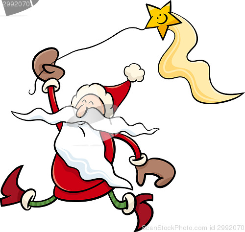 Image of santa with star cartoon illustration