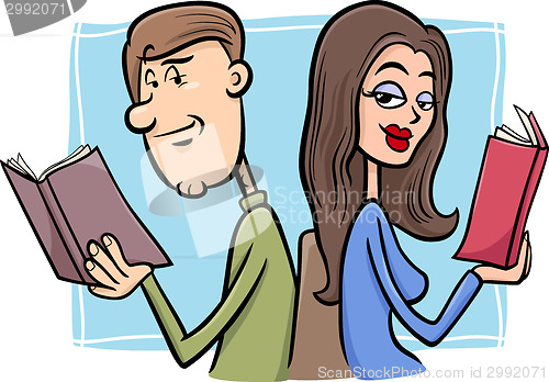 Image of couple in love cartoon illustration