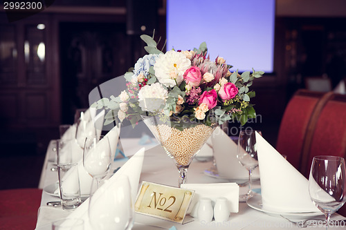 Image of Beautiful flowers on table