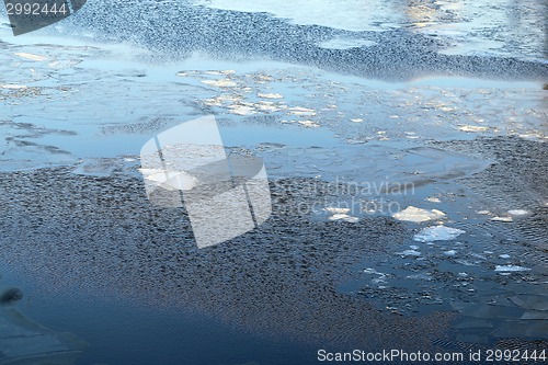 Image of Texture of river ice photographed