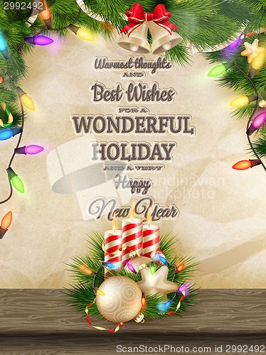 Image of Candles and Christmas ornaments. EPS 10