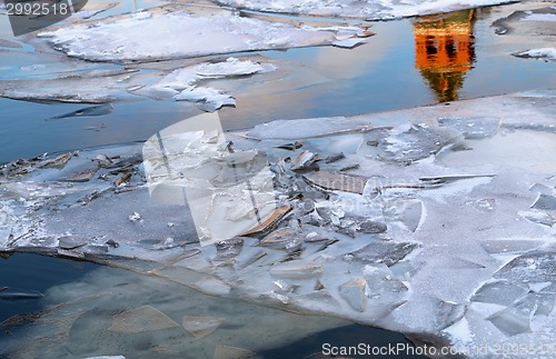 Image of Texture of river ice photographed