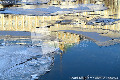 Image of Texture of river ice photographed