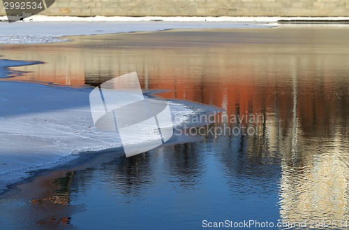 Image of Ice floating on the river in winter Moscow