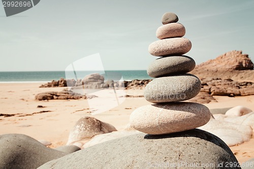 Image of Balanced stones on the beach